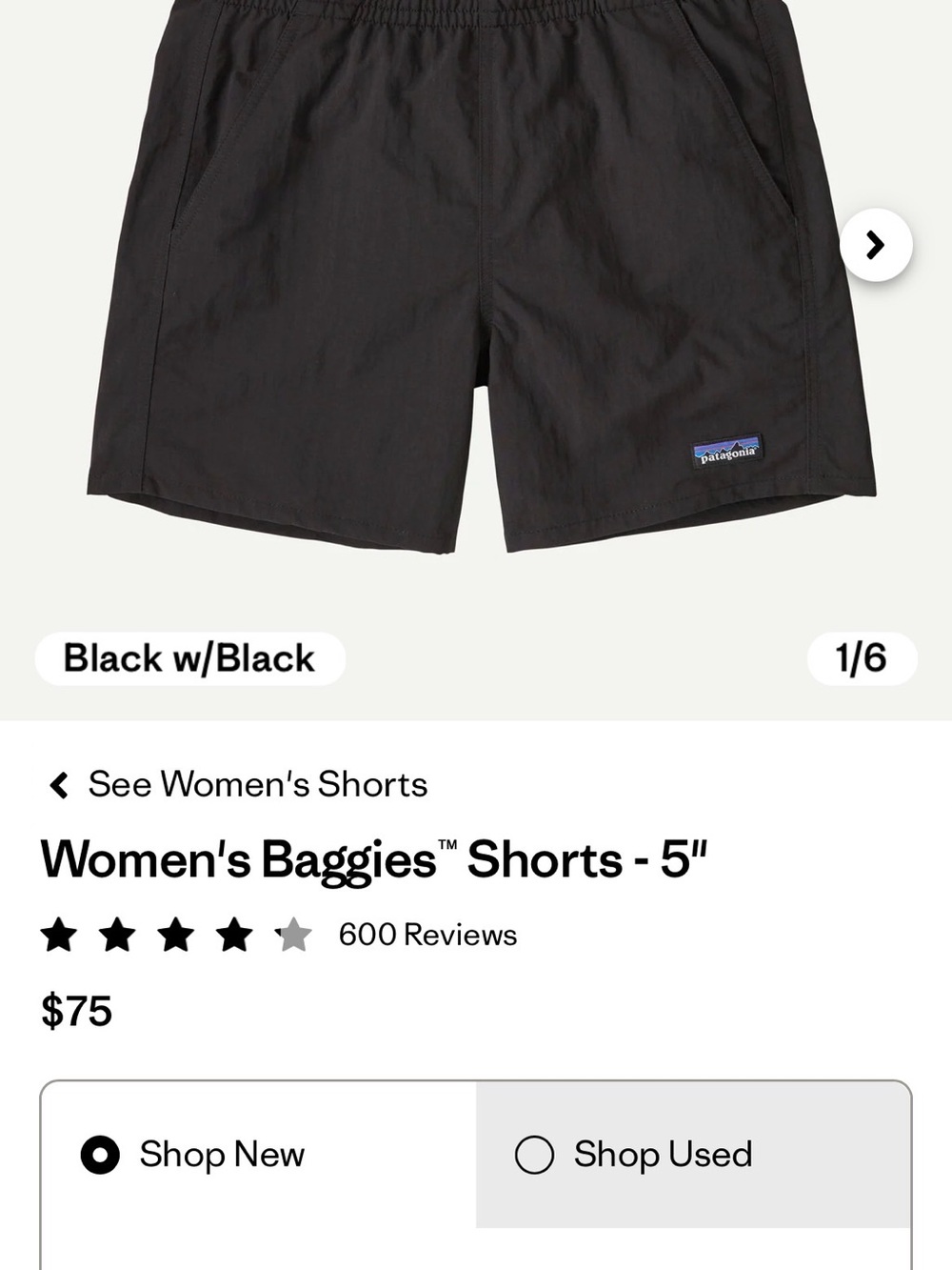 Patagonia Black Women's Baggies Shorts | S